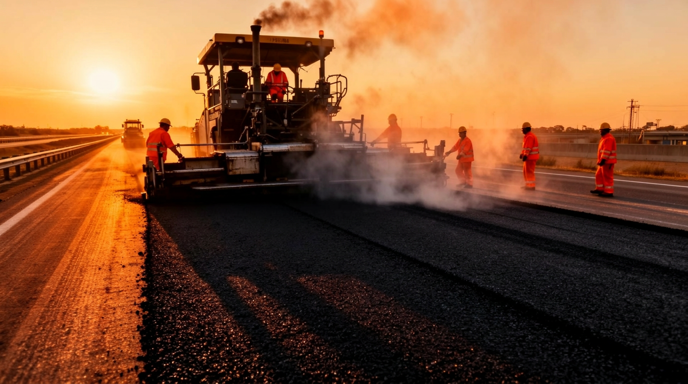 Equipo de trabajo en pavimentación